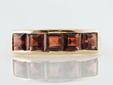 2ct Princess Cut Red Garnet Four Stone Half Eternity Band 14k Yellow Gold Finish