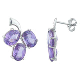 2.3ct Drop Earrings Oval Cut Purple Amethyst Berry Fruit 14k White Gold Finish