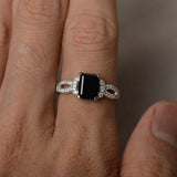 2ct Emerald Black Diamond Engagement Ring 14k WhiteGold Finish Accents Solitaire