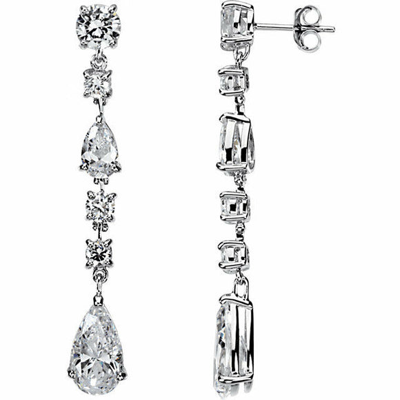 3ct Pear Cut VVS1 Diamond Tear Drop Dangle Earrings Women 14k White Gold Finish