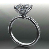 Accents Solitaire Engagement Ring 1.7ct Princess Cut Diamond 14k White Gold Over