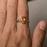 0.5ct Marquise Cut Yellow Citrine Filigree Engagement Ring 14k White Gold Finish