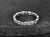 1.35ct Wedding Ring Band Baguette Cut Diamond Full Eternity 14k White Gold Over