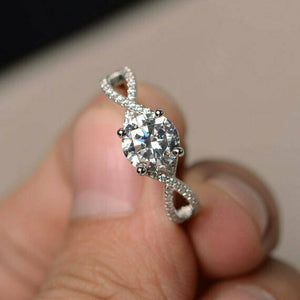 1.4ct Round Cut Diamond Engagement Ring 14k White Gold Finish Infinity Promise