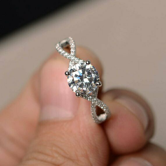 1.4ct Round Cut Diamond Engagement Ring 14k White Gold Finish Infinity Promise