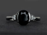 3ct Engagement Ring Oval Cut Black Diamond Petite Solitaire 14k WhiteGold Finish