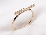 Horizontal Bar Minimalist Ring 0.5ct Round Cut Diamond 14k Yellow Gold Finish