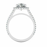 3.8ct Pear Cut Diamond Engagement Ring Accent Solitaire Halo 14k White Gold Over