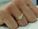 1.5ct Round Cut Diamond Engagement Ring Vintage Inspired 14k Yellow Gold Finish