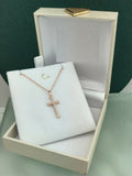 1ct Round Cut Diamond Irish Cross Design Pendant with Chain 14k Rose Gold Finish