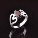 1ct Engagement Ring Oval Cut Red Garnet Two Hearts 14k White Gold Finish