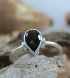 1ct Pear Cut Black Diamond Solitaire Design Engagement Ring 14k WhiteGold Finish