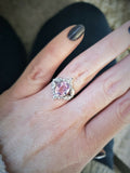 2Ct Oval Cut Pink Sapphire Diamond Cocktail Engagement Ring 14K White Gold Over