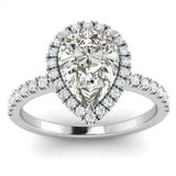 2ct Pear Cut VVS1D Diamond Halo Style Engagement Ring 14k White Gold Finish