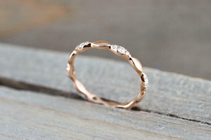 0.2ct Round Cut Diamond Wedding Band 14k Rose Gold Finish Dainty Full Eternity