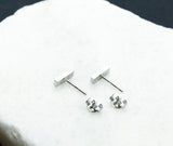 0.5ct Round Cut Moissanite Dainty Bar Stud Earrings Women 14k White Gold Plated