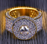 5ct Round Cut Diamond Iced Halo Engagement Wedding Ring Men 14k Yellow Gold Over