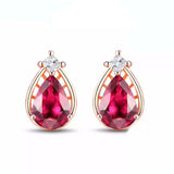 2ct Stud Earrings Pear Cut Pink Ruby Mesh Drop Design 14k Rose Gold Finish