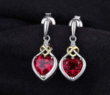 2ct Drop Earrings Heart Cut Pink Ruby Twist Heart 14k White Gold Finish