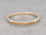 0.6ct Round Cut Yellow Citrine Wedding Band Minimalist 14k Yellow Gold Finish