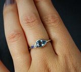 0.62ct Pear Blue Aquamarine Diamond Cluster Engagement Ring 14k White Gold Over