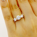 Three Stone Engagement Ring 2ct Round Cut VVS1D Diamond 14k Yellow Gold Finish