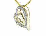 0.2ct Round Cut VVS1D Diamond Mother-Child Heart Pendant 14k Yellow Gold Finish