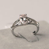 1ct Engagement Ring Oval Cut Morganite Heart Split Shank 14k White Gold Finish