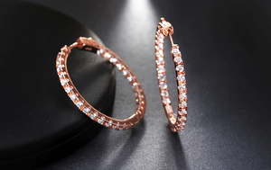 3ct Round Cut Diamond Elegant Wedding Party Hoop Earrings 14k Rose Gold Finish