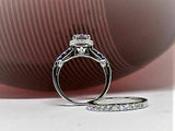 4Ct Round Cut Diamond Bridal Set Vintage Halo Ring Band 18K White Gold Finish