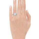 2ct Cushion Cut Diamond Halo Engagement Ring 14k White Gold Finish Round Accents