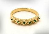 0.5ct Round Cut Green Emerald Floral Petite Wedding Band 14k Yellow Gold Finish