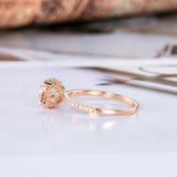 1.5ct Round Cut Peach Morganite Engagement Ring Halo Solitaire 14k RoseGold Over