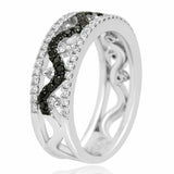 2ct Round Cut Black Diamond Wave Design Full Eternity Band 14k White Gold Finish