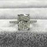 4Ct Elongated Cushion Cut Diamond Accents Engagement Ring 14K White Gold Finish