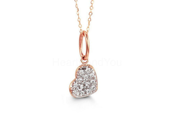 0.12ct Round Cut Moissanite Cluster Heart Pendant 14k Rose Gold Plated NO CHAIN