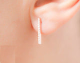 0.7ct Round Cut Diamond Vertical Bar Stud Earrings Women 14k Rose Gold Finish