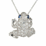 2ct Round Cut VVS1D Diamond Pendant with Chain Frog Design 14k White Gold Finish