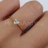 0.1ct Heart Simulated Diamond Minimalist Engagement Ring 14k Yellow Gold Plated