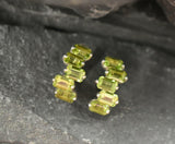 2.5ct Drop Earrings Emerald Cut Green Peridot Geometric Bar 14k WhiteGold Finish