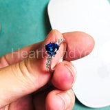 1ct Heart Cut Simulated Sapphire Accented Engagement Ring 14k White Gold Plated