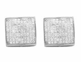 1.8ct Princess Cut Diamond Squarish Cluster Stud Earrings 14k White Gold Finish