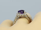 2.3ct Round Cut Purple Amethyst Engagement Ring Diamond Halo 14k White Gold Over