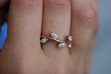 0.9ct Marquise Cut Diamond Engagement Ring Leaves Design 14k Rose Gold Finish