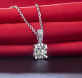 1.2ct Round Cut VVS1 Diamond Pendant Chain Accent Solitaire 14k WhiteGold Finish