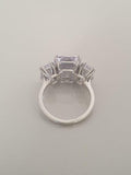 4ct Radiant Cut VVS1D Diamond Engagement Ring Three Stone 14k White Gold Finish