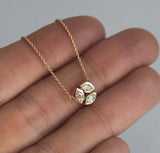 1ct Marquise Cut Diamond Trilogy Minimal Pendant with Chain 14k Rose Gold Finish