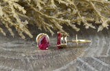 1.5ct Pear Cut Pink Ruby Screw Back Bridal Stud Earrings 14k Yellow Gold Finish