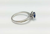 1.6ct Round Cut Blue Sapphire Engagement Ring Diamond Halo 14k White Gold Finish