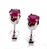 1Ct Round Cut Pink Ruby Classic Solitaire Stud Earrings 14K White Gold Finish